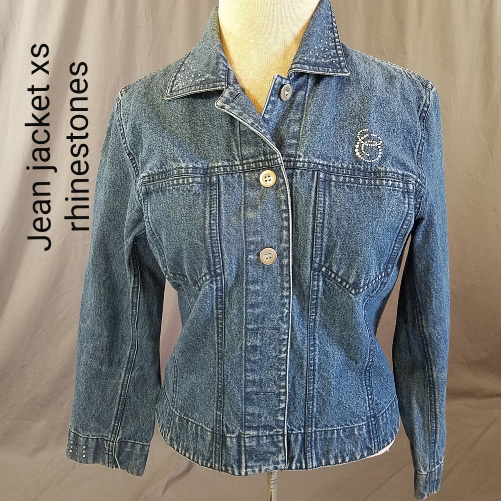 Jean jacket blue xs embellished with rhinestones